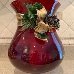 Large Holiday Candle Holder or Vase
